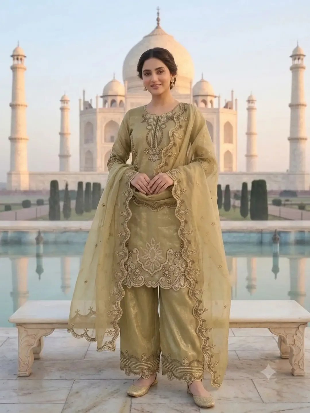 Designer Embroidered Top & Palazzo Suit